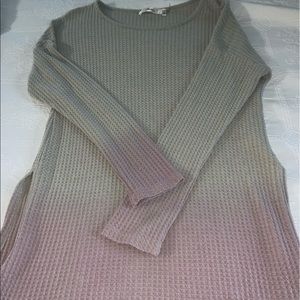 Long sleeve, cream and pink ombré long shirt